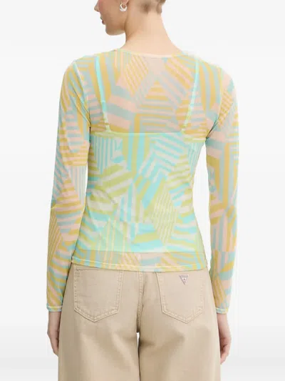 Never Fully Dressed Geometric-print Mesh T-shirt In Neutrals