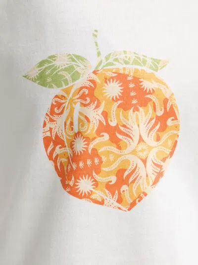 Never Fully Dressed Peach-print Cotton T-shirt In White