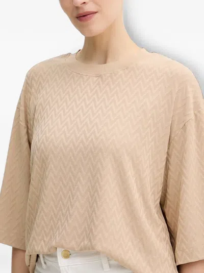 Mos Mosh Mmtash O-ss Chevron-patterned T-shirt In Neutral