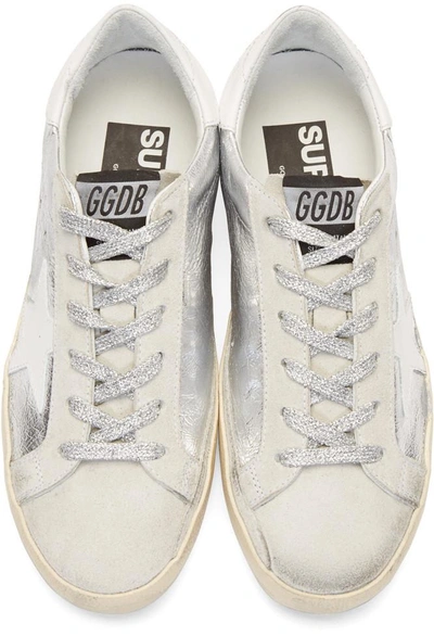 Shop Golden Goose Silver Metallic Superstar Sneakers