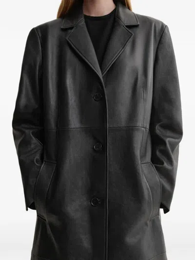 Arma Panelled Leather Coat In Black