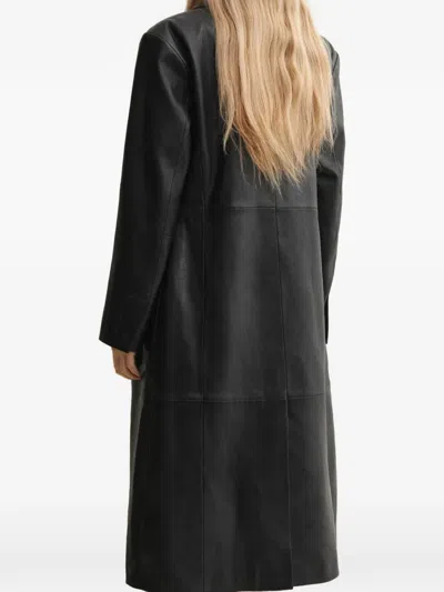Arma Panelled Leather Coat In Black