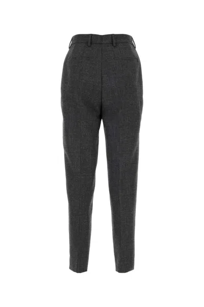 Prada Wool Tailored Trousers In Gray