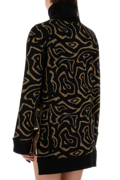 Pucci Embroidered Polyester Blend Oversize Sweater In Black