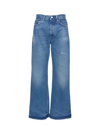 Acne Studios Womens Mid Blue Vintage Blue Flared-leg Denim Jeans In Blue