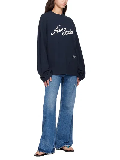 Acne Studios Womens Mid Blue Vintage Blue Flared-leg Denim Jeans In Blue