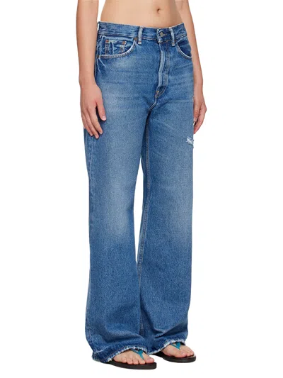 Acne Studios Womens Mid Blue Vintage Blue Flared-leg Denim Jeans In Blue