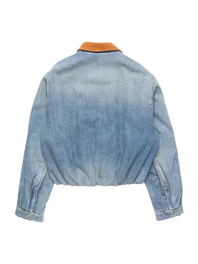 Acne Studios Women Denim Bomber Jacket Mid Blue In Blue