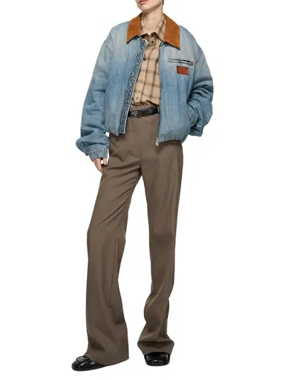 Acne Studios Women Denim Bomber Jacket Mid Blue In Blue