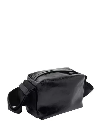 Uma Wang Rectangular Leather Small Shoulder Bag In Black