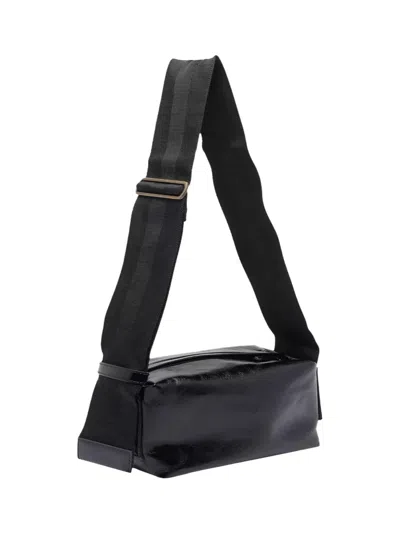 Uma Wang Rectangular Leather Small Shoulder Bag In Black