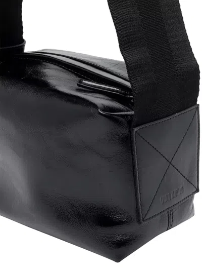 Uma Wang Rectangular Leather Small Shoulder Bag In Black