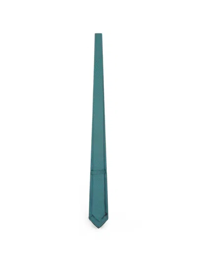 Kiton Fabric Tie With Micro Geometric Pattern In Green