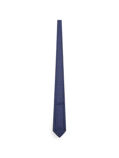 Kiton Geometric-pattern Silk Tie In Blue
