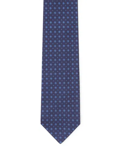 Kiton Geometric-pattern Silk Tie In Blue