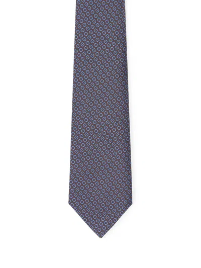Kiton Fabric Tie With Micro Geometric Pattern In Gray