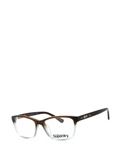 Superdry Ladies Brown Rectangular Eyeglass Frames Sdoleigh In Brown