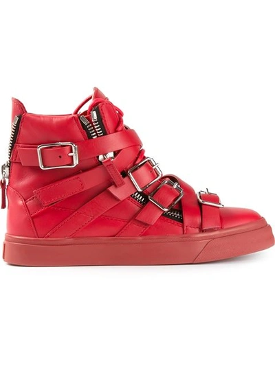 Giuseppe Zanotti Cross Strap High-top Trainers In Red