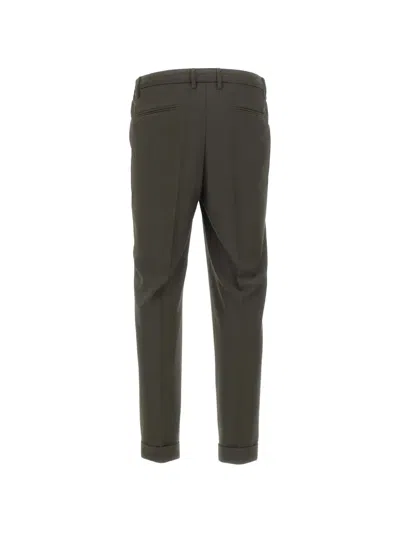 Devore Micro-texture Pleated Trousers In Green