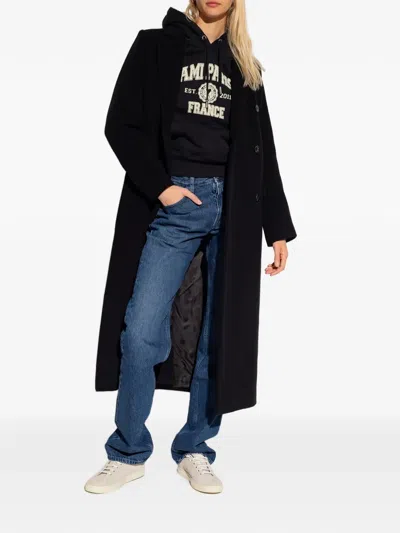Samsoe & Samsoe Falcon Double-breasted Coat In Black
