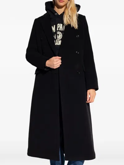 Samsoe & Samsoe Falcon Double-breasted Coat In Black