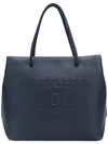 Marc Jacobs East-west Saffiano Leather Tote Bag In Midnight Blue/silver