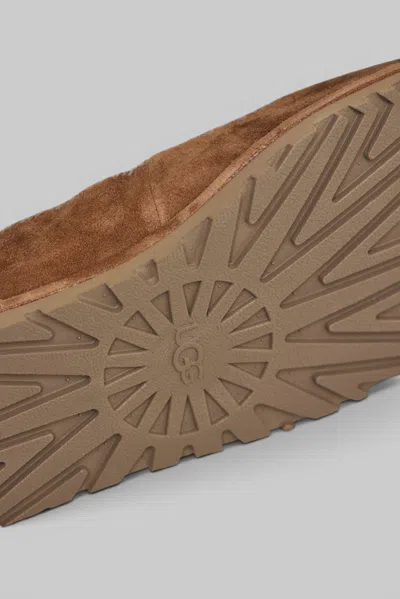 Ugg Soft Suede Ballet Flat With Plush Sheepskin Lining In Brown
