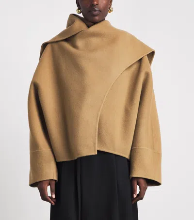 Source Unknown Nuage Coat With Oversized Light Brown Panel In Brown