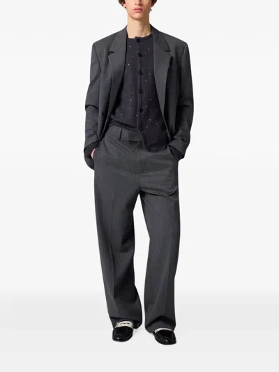 Msgm Pinstripe-pattern Double-breasted Jacket In Gray