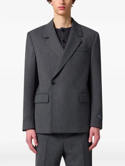 Msgm Pinstripe-pattern Double-breasted Jacket In Gray