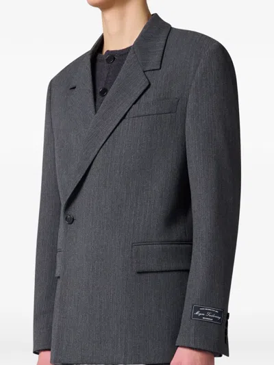 Msgm Pinstripe-pattern Double-breasted Jacket In Gray