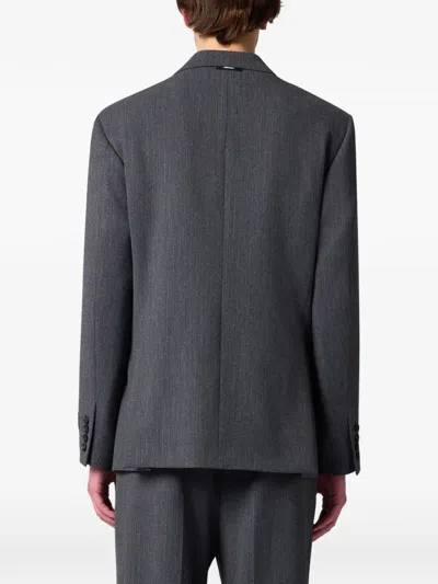Msgm Pinstripe-pattern Double-breasted Jacket In Gray