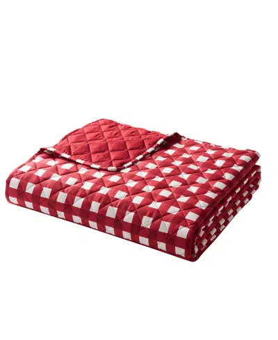 Vcny Home Gingham Microfiber 3-pc. Quilt Set, King In Red