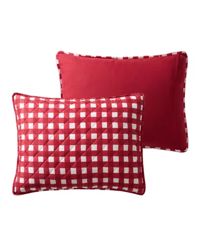 Vcny Home Gingham Microfiber 3-pc. Quilt Set, King In Red