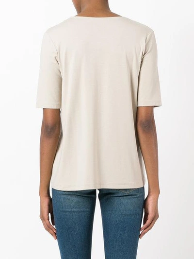 Shop D-exterior D.exterior Lace-collar T-shirt - Neutrals In Nude & Neutrals