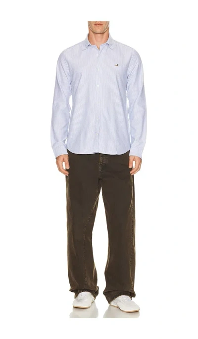 Edmmond Studios Duck Stripe-pattern Shirt In Blue
