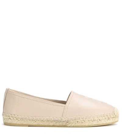 Shop Saint Laurent Leather Slip-on Espadrilles In Beige