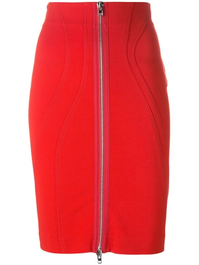 Givenchy Zip Fitted Skirt In Red