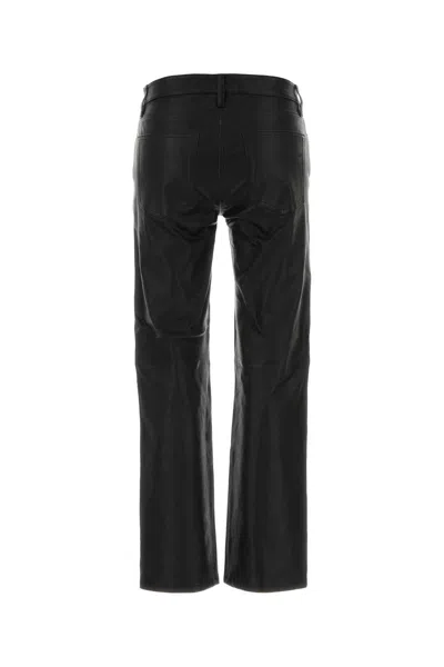 Frame The Leather Mid Rise Ankle Cigarette Jeans In Black In Black