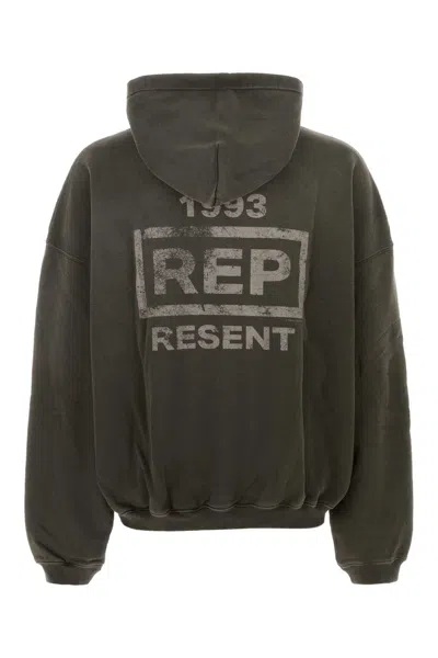 Represent Mens Brand-print Relaxed-fit Cotton Hoody Ash Xs In Gray