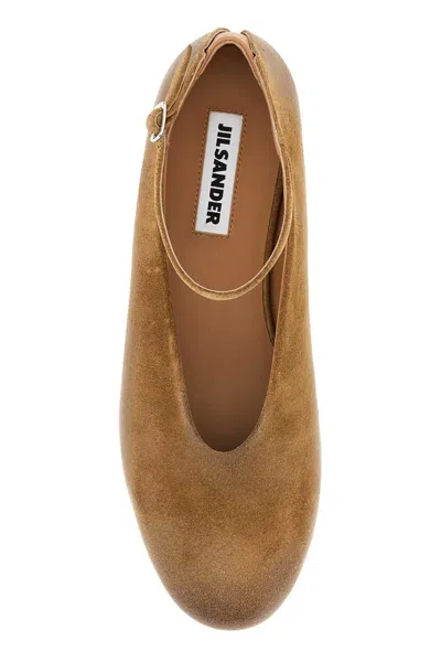 Jil Sander Elyss Buckle-fastening Ballet Flats In Brown