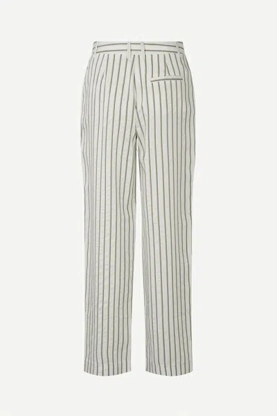 Samsoe & Samsoe Samsoe Samsoe Striped Viscose-blend Trousers In White