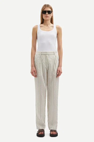 Samsoe & Samsoe Samsoe Samsoe Striped Viscose-blend Trousers In White