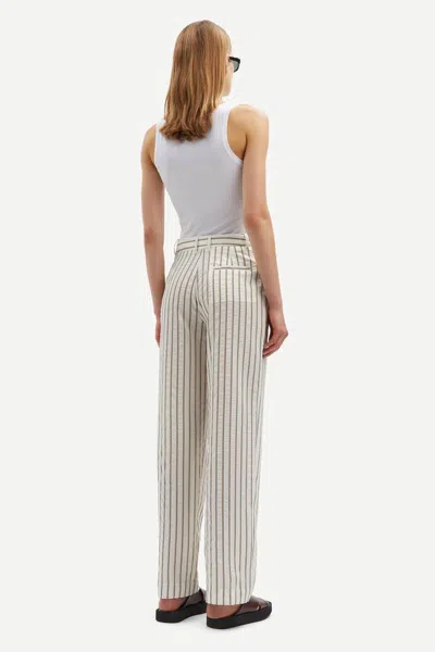 Samsoe & Samsoe Samsoe Samsoe Striped Viscose-blend Trousers In White