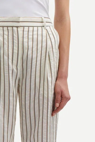 Samsoe & Samsoe Samsoe Samsoe Striped Viscose-blend Trousers In White