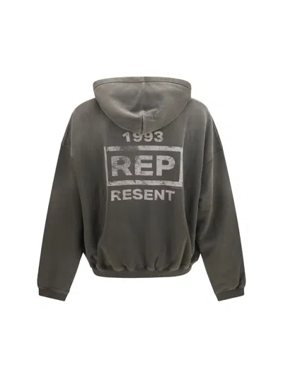 Represent Mens Brand-print Relaxed-fit Cotton Hoody Ash Xs In Gray