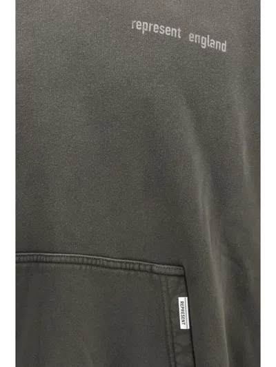 Represent Mens Brand-print Relaxed-fit Cotton Hoody Ash Xs In Gray