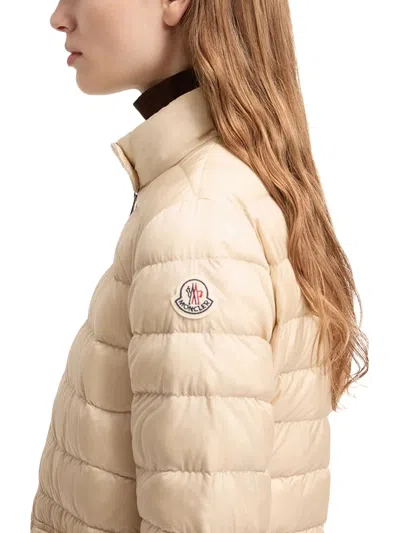 Moncler Down Jacket In Beige