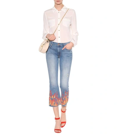 Shop Mother The Insider Crop Fray Jeans In Blue