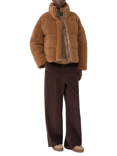 Weekend Max Mara Weekend Maxmara Cropped Wool Down Jacket Camel In Brown